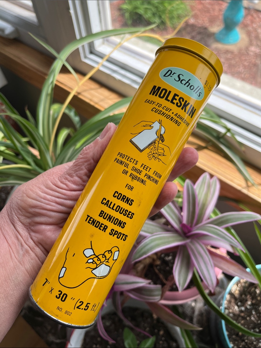 Vtg 1968 Dr. Scholl’s MOLESKIN Tin W/Contents Ad Display Podiatrist Display Prop